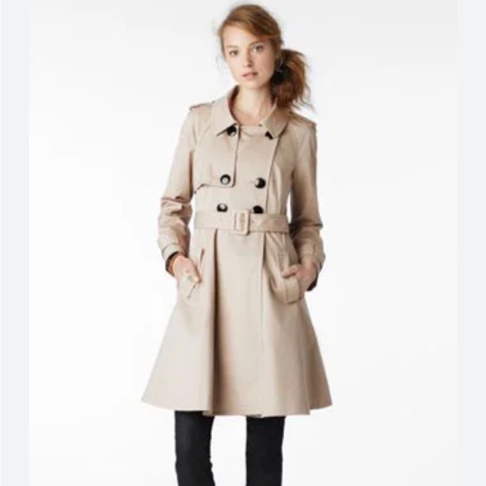 H&M Women’s Classic Trench Coat Peacoat Ceam Tan Beige Size 2 - Picture 4 of 9